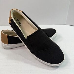 Toms Devon Sneakers, Linen, Women’s 10W, Black, Slip-On